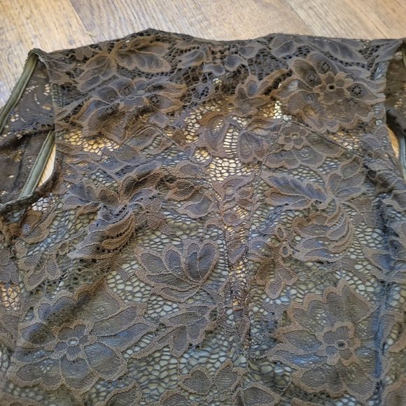 Hello Miss Lace Cut Out Olive Green Dress Size Small - Picture 2 of 9